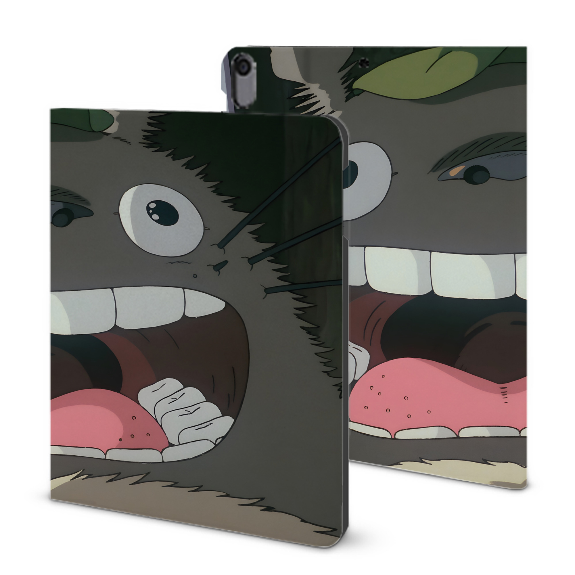 （画像用） となりのトトロ 草壁メイ 草壁サツキ My Neighbor Totoro Satsuki Kusakabe Mei Kusakabe IPad ケース ブック型 PUレザー TPU 耐衝撃 軽量 薄型 ペン収納なし 全面保護 IPad 各モデル対応